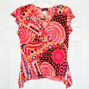 (NWOT) Cute Girl Cross-Front Printed Top - Size: M